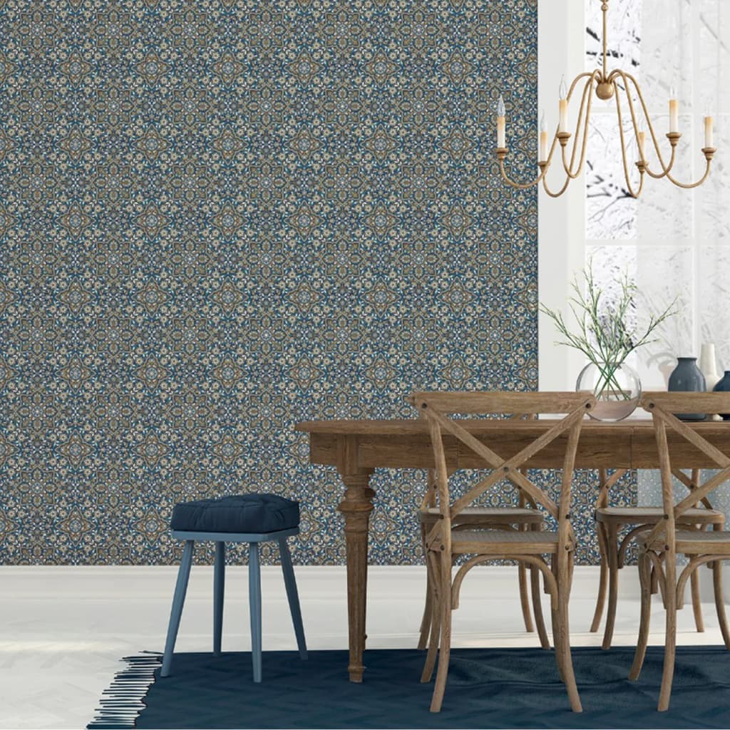 Noordwand Tapet "Homestyle Portuguese Tiles", maro și albastru