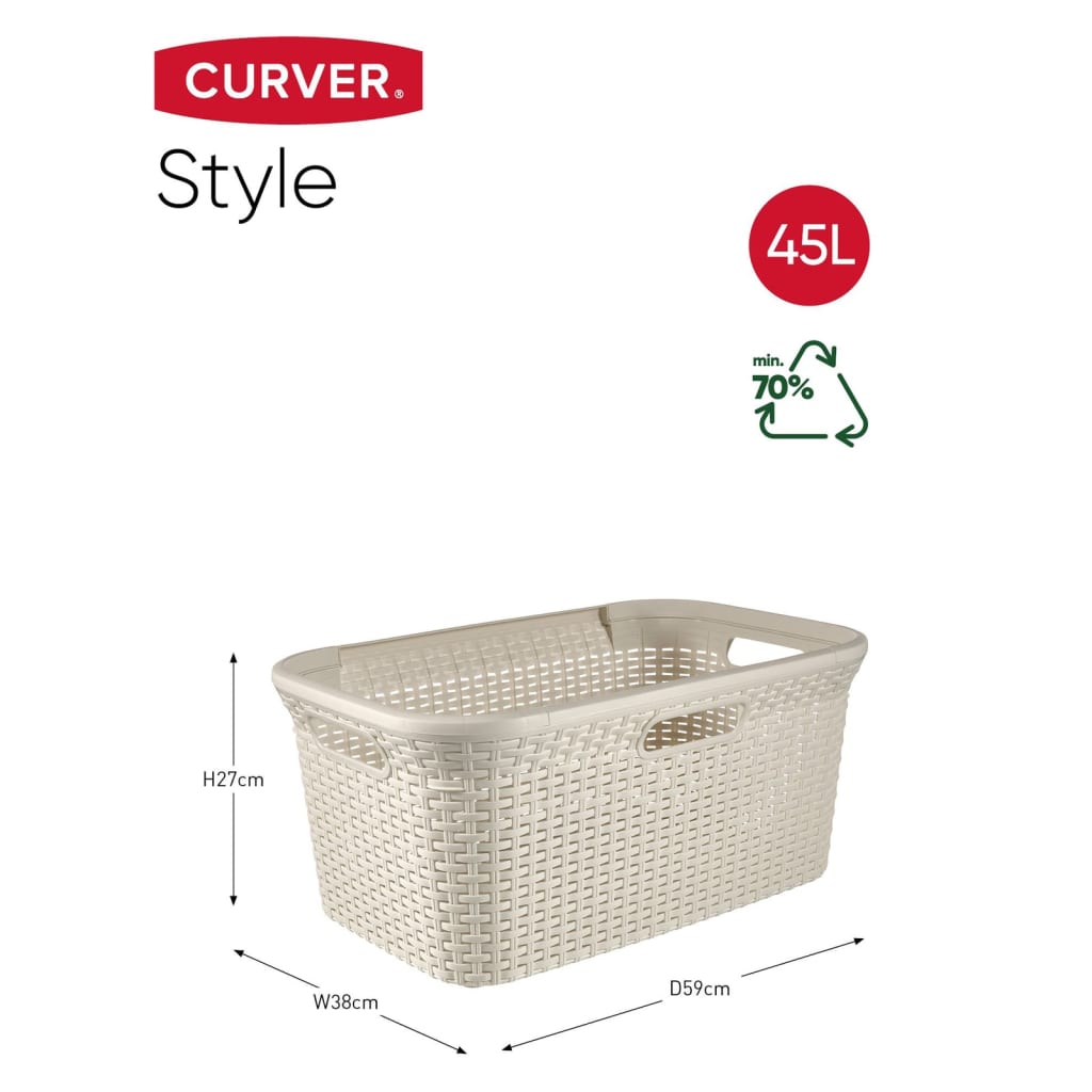 Curver Coș de rufe Style, alb vintage, 45 L