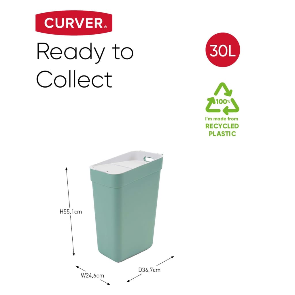 Curver Coș de gunoi "Ready to Collect" 30L, verde mentă