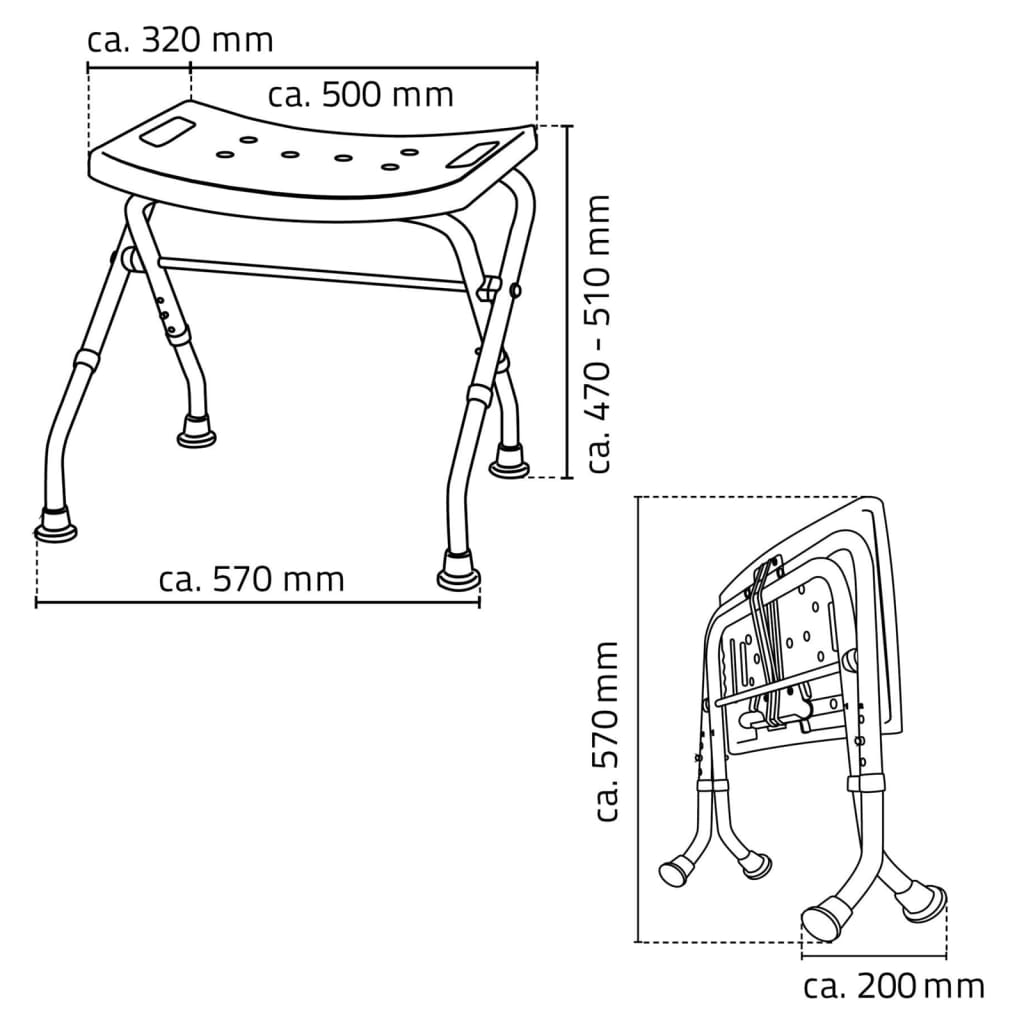 RIDDER Taburet de baie pliabil, alb, 110 kg A0050301