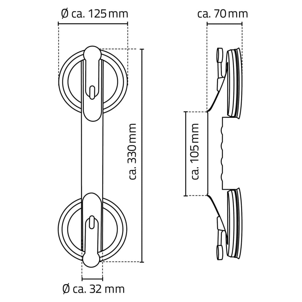 RIDDER Bară de sprijin cu ventuze, 12,5 cm, 100 kg, A0150201