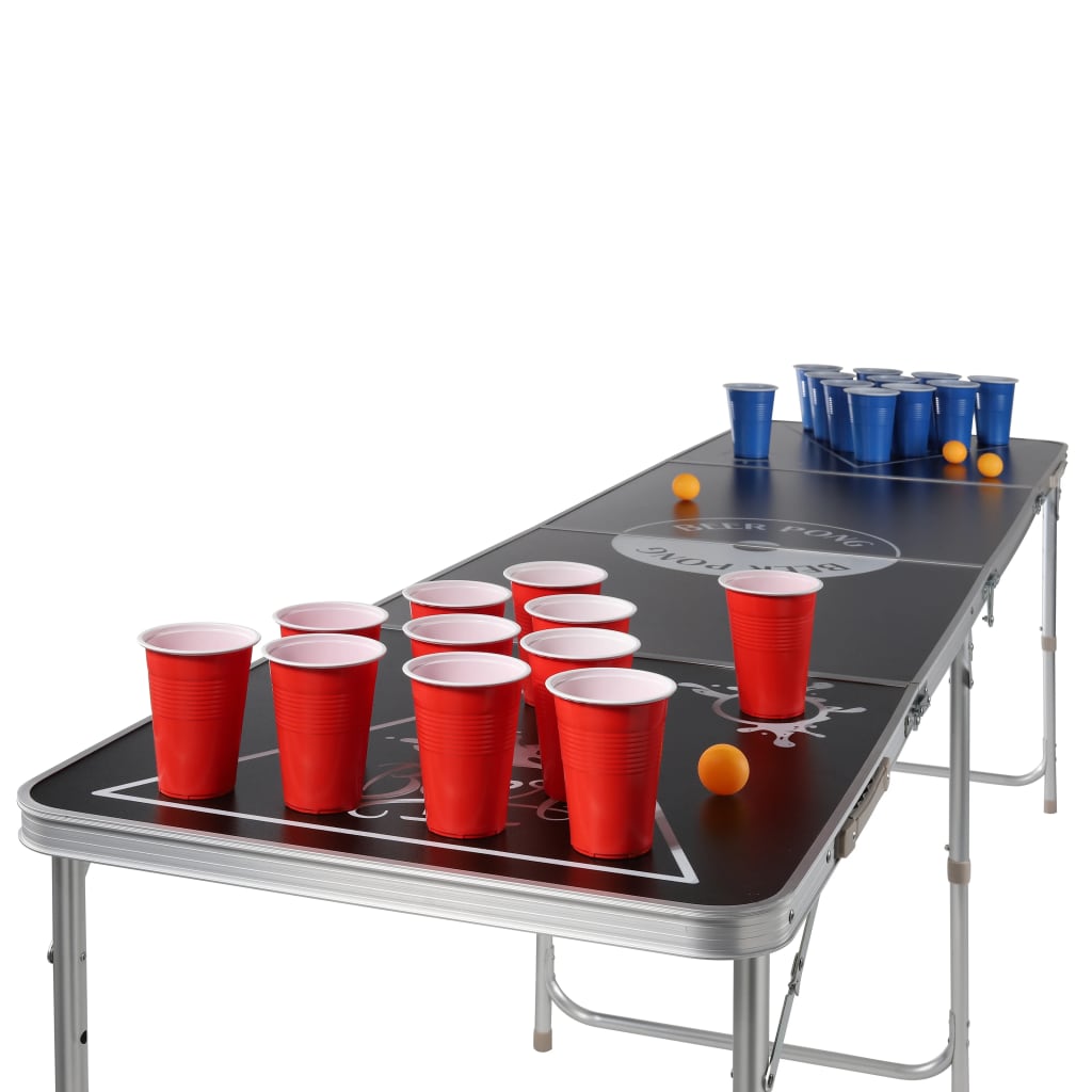 HI Masă pliabilă pentru Beer Pong, înălțime reglabilă, negru