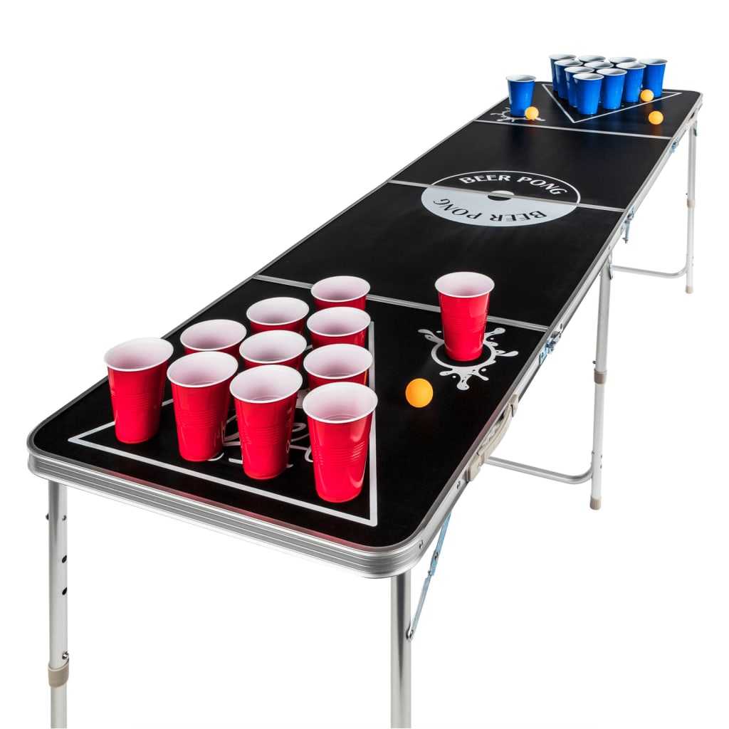 HI Masă pliabilă pentru Beer Pong, înălțime reglabilă, negru