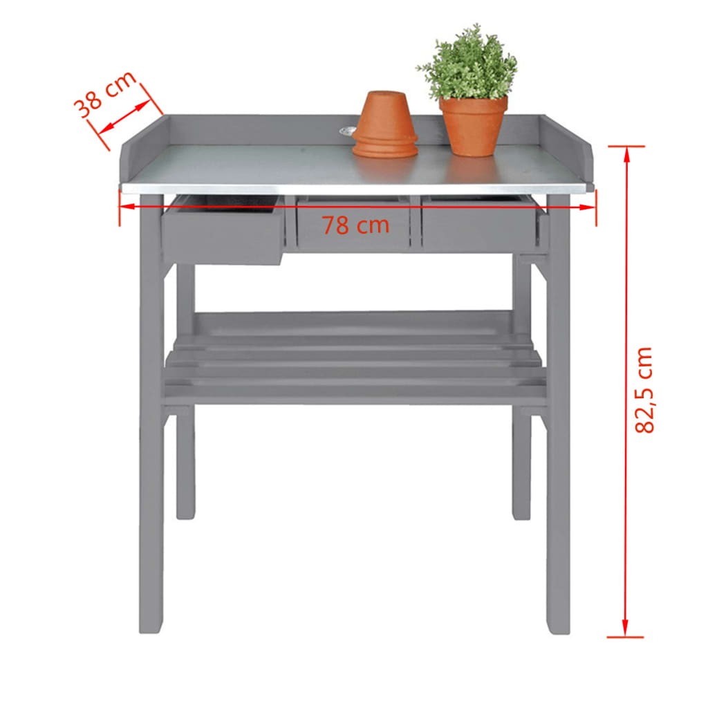 Esschert Design Banc de lucru pentru grădină, gri, CF29G