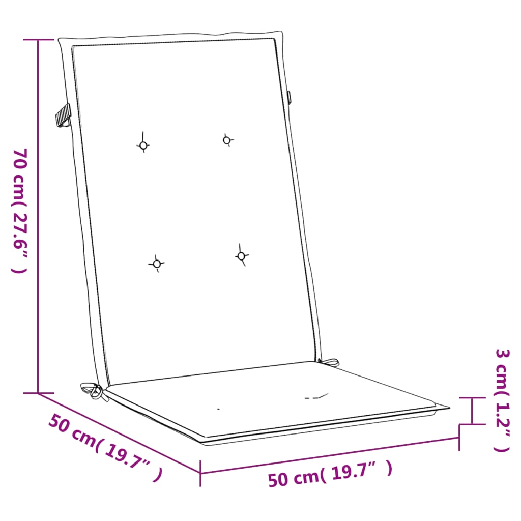 Perne scaun cu spătar înalt, 2 buc. antracit 120x50x3 cm textil