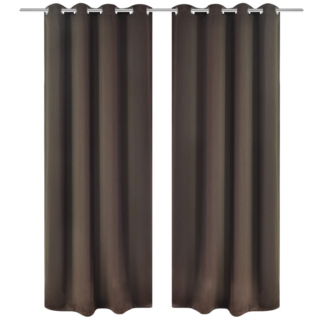 Draperii opace cu ocheți metalici, 2 buc, 135 x 175 cm, maro