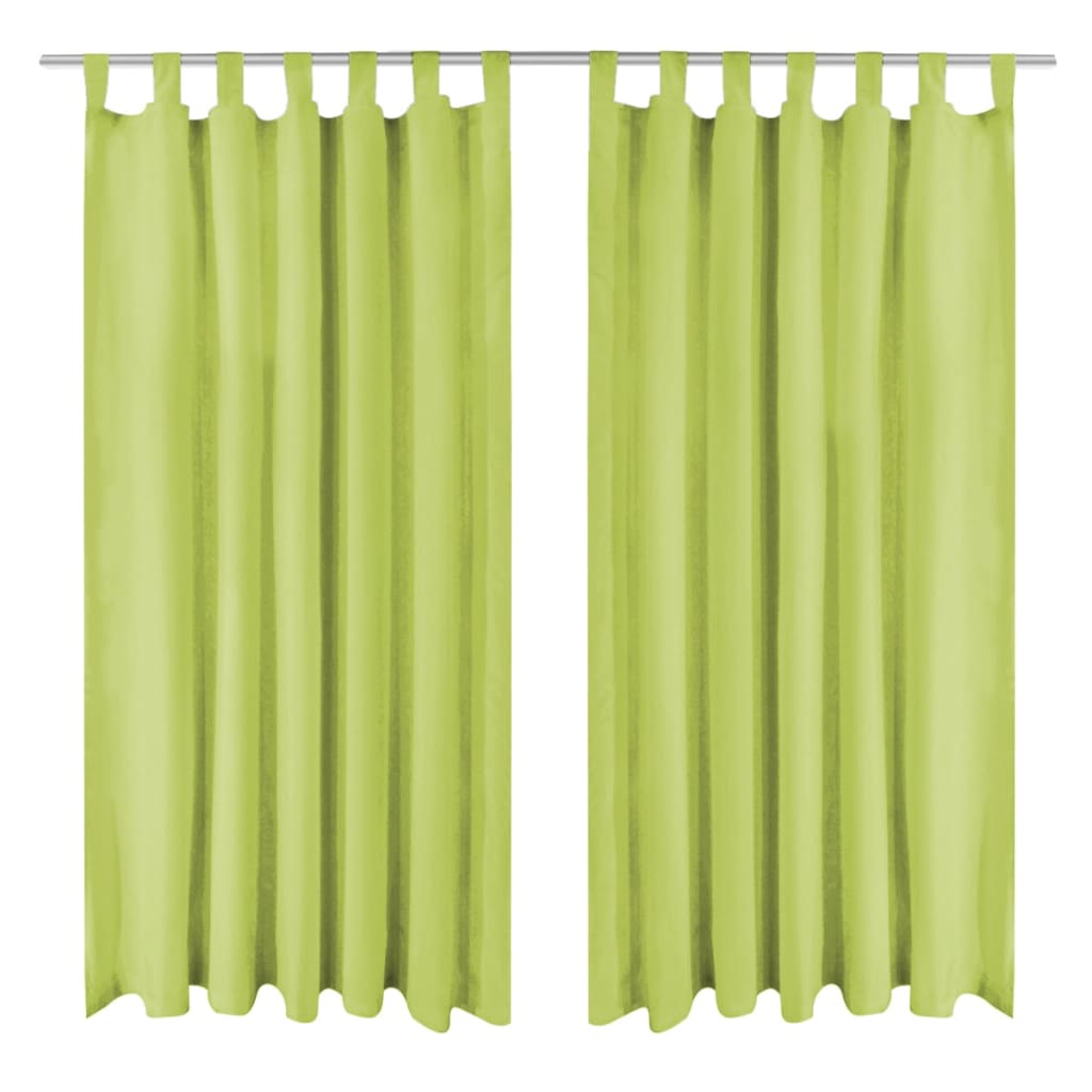 Draperii micro-satin cu bride, 2 buc, verde, 140 x 225 cm