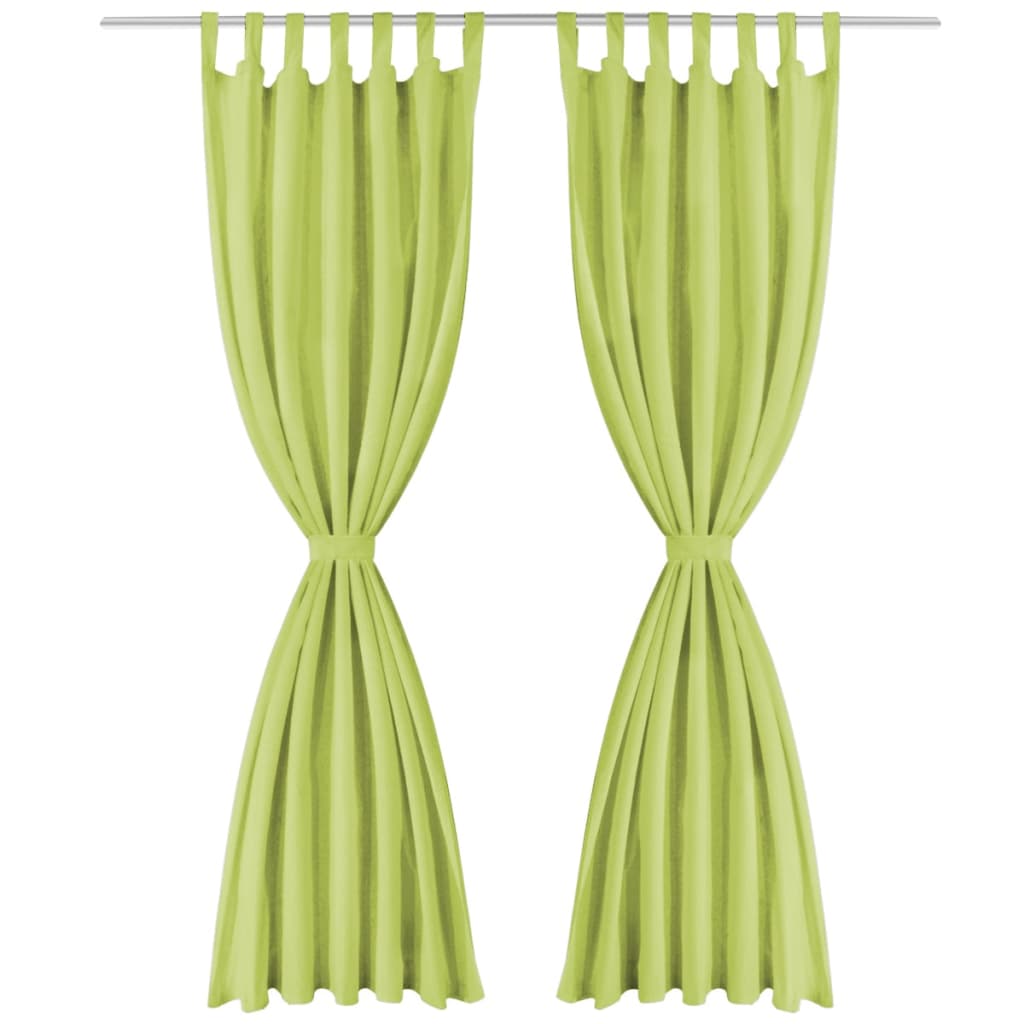 Draperii micro-satin cu bride, 2 buc, 140 x 225 cm, verde