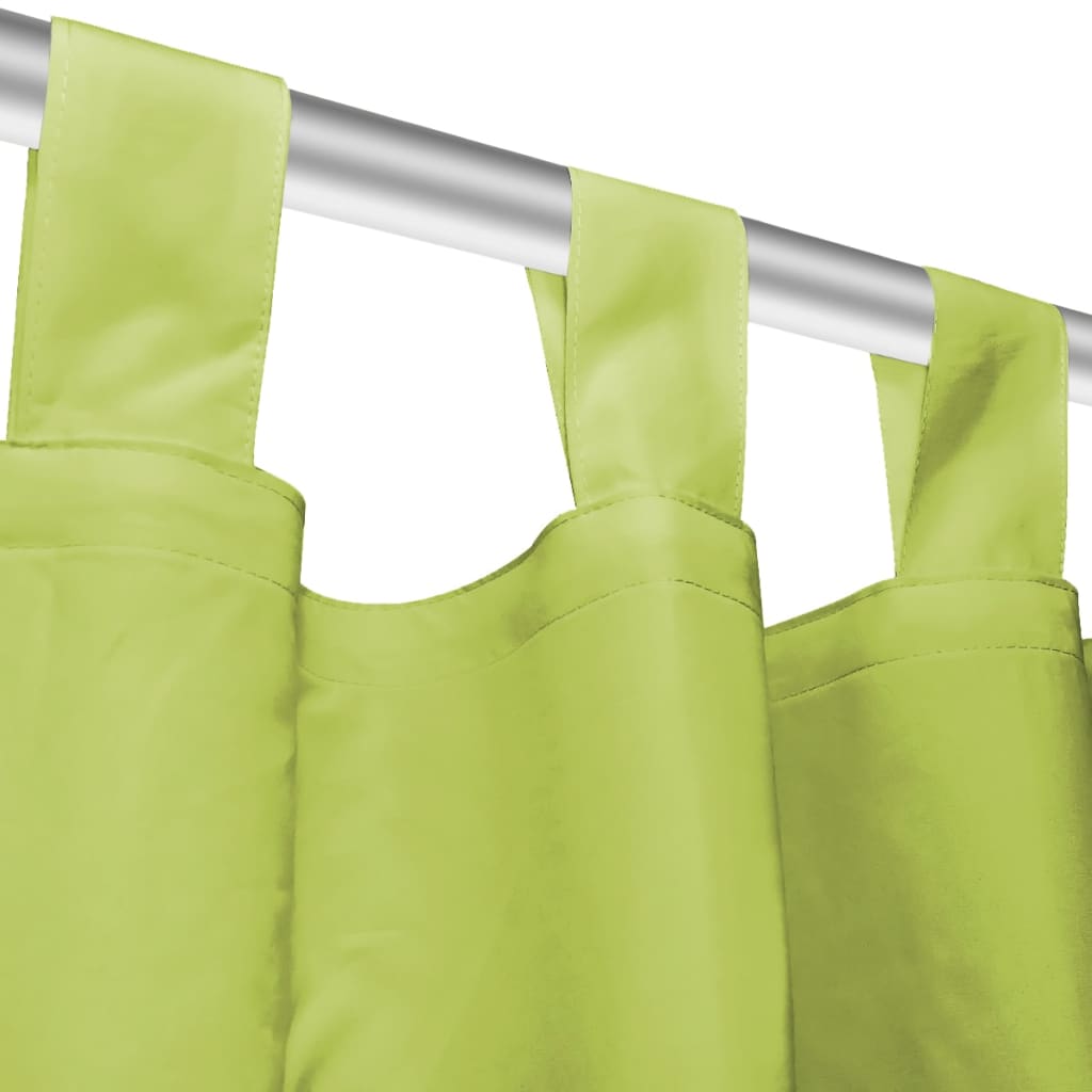 Draperii micro-satin cu bride, 2 buc, 140 x 225 cm, verde