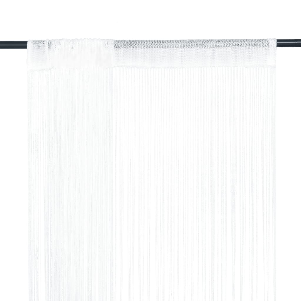 Draperii cu franjuri, 2 buc., 140 x 250 cm, alb