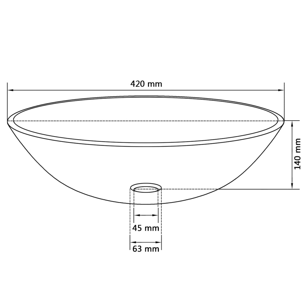 Chiuvetă din sticlă călită transparentă, 42 cm