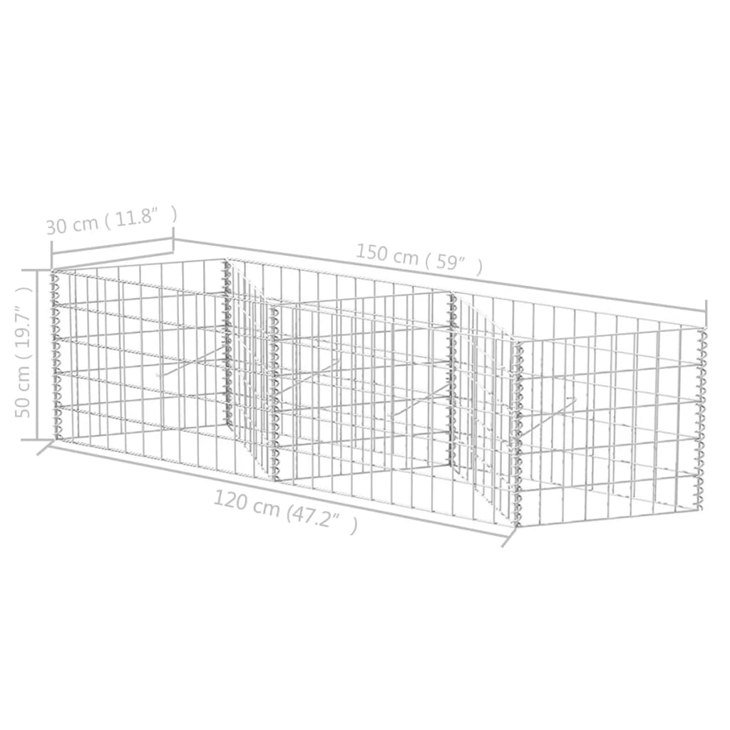 Coș gabion, 120 x 30 x 50 cm, oțel galvanizat