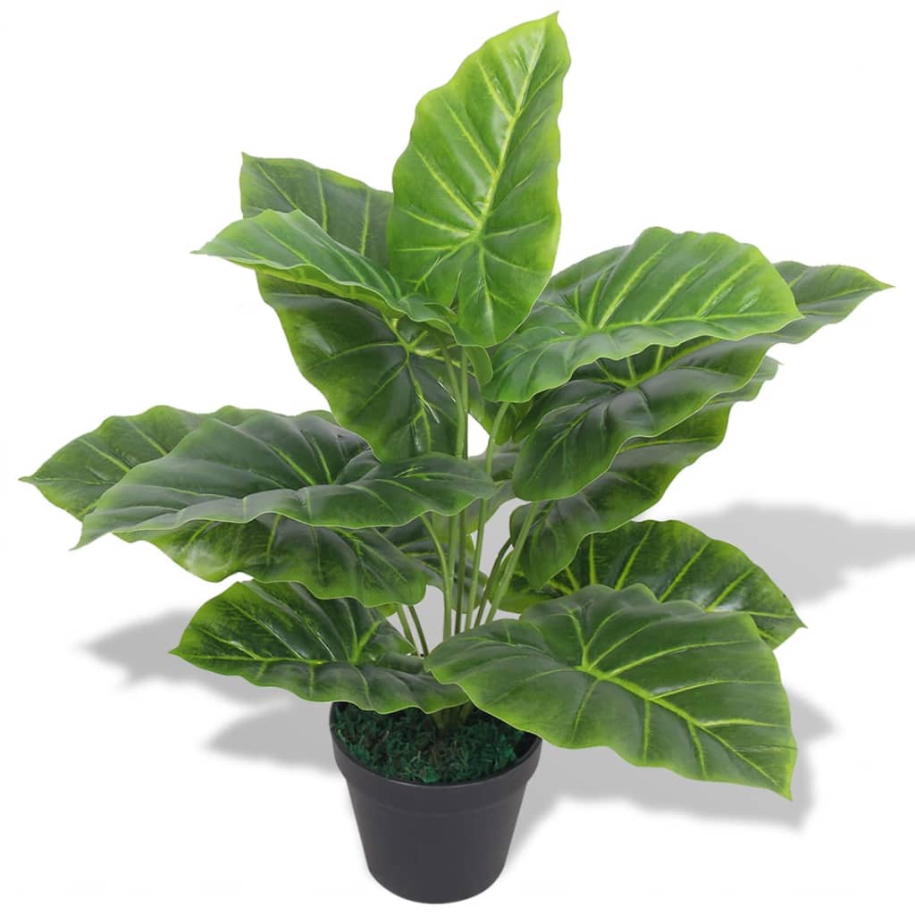 Plantă artificială Taro cu ghiveci, 45 cm, verde