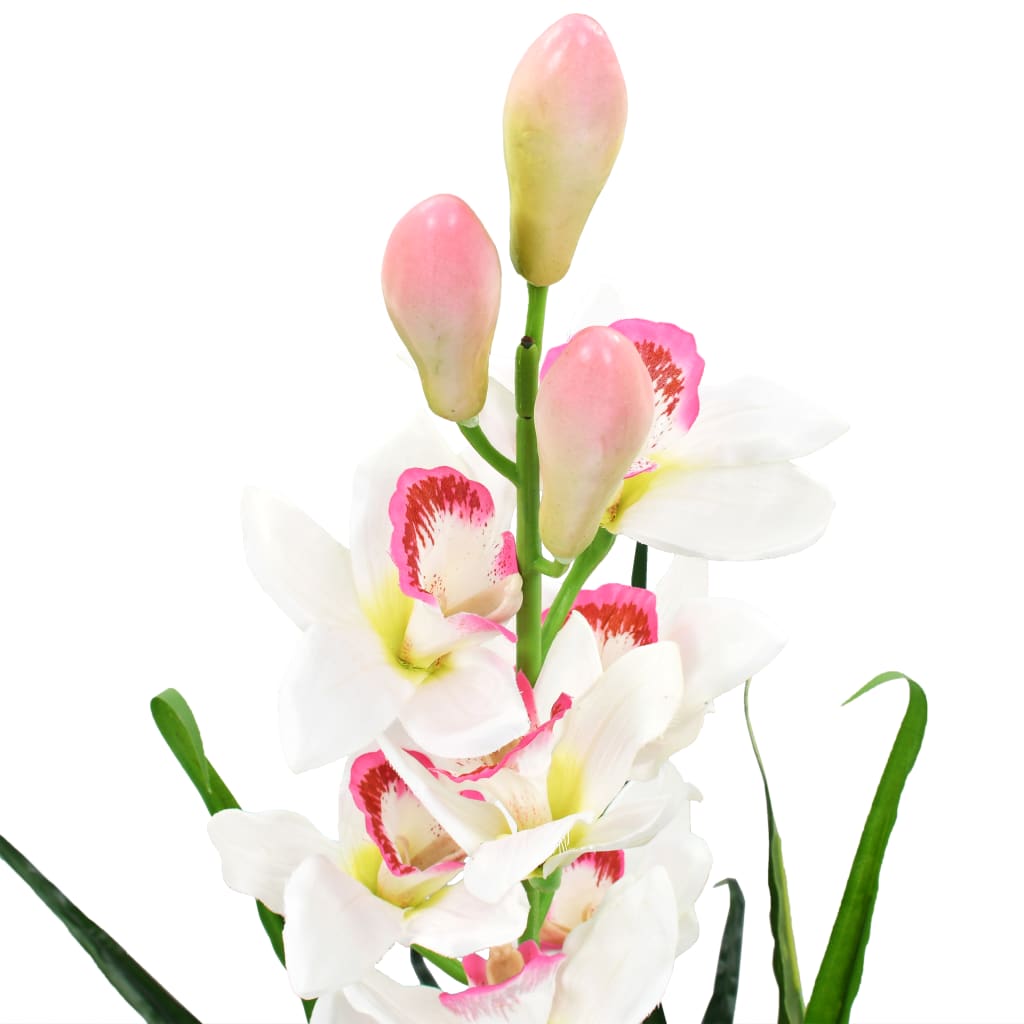 Plantă artificială Orhidee Cymbidium cu ghiveci 100 cm verde