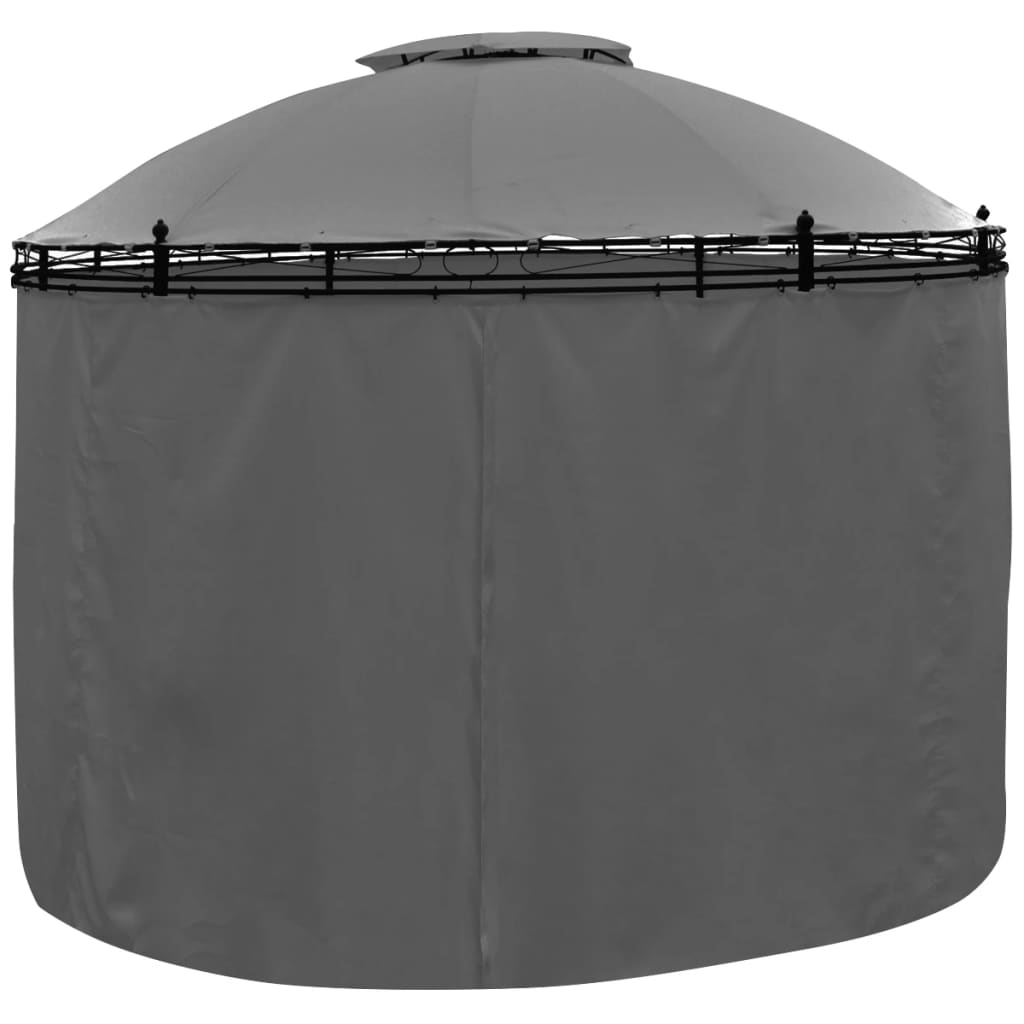 Pavilion cu perdele, antracit, 3,5 x 2,7 m, rotund