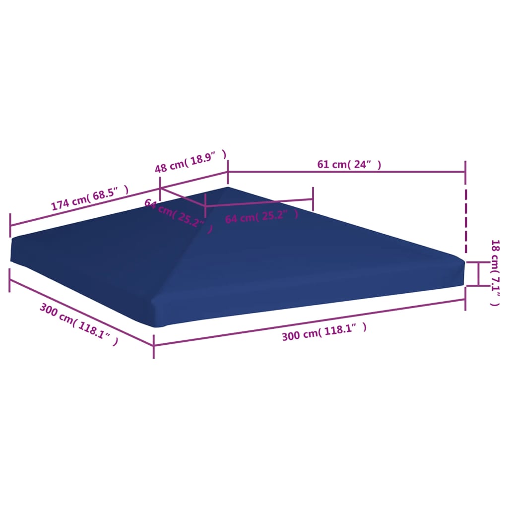 Acoperiș de pavilion, 310 g/m², albastru, 3 x 3 m