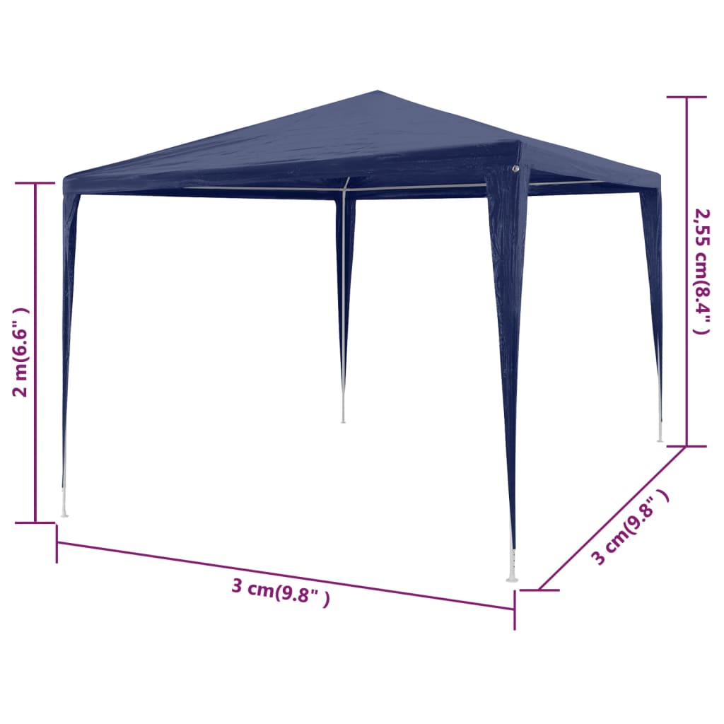 Cort de petrecere, albastru, 3 x 3 m