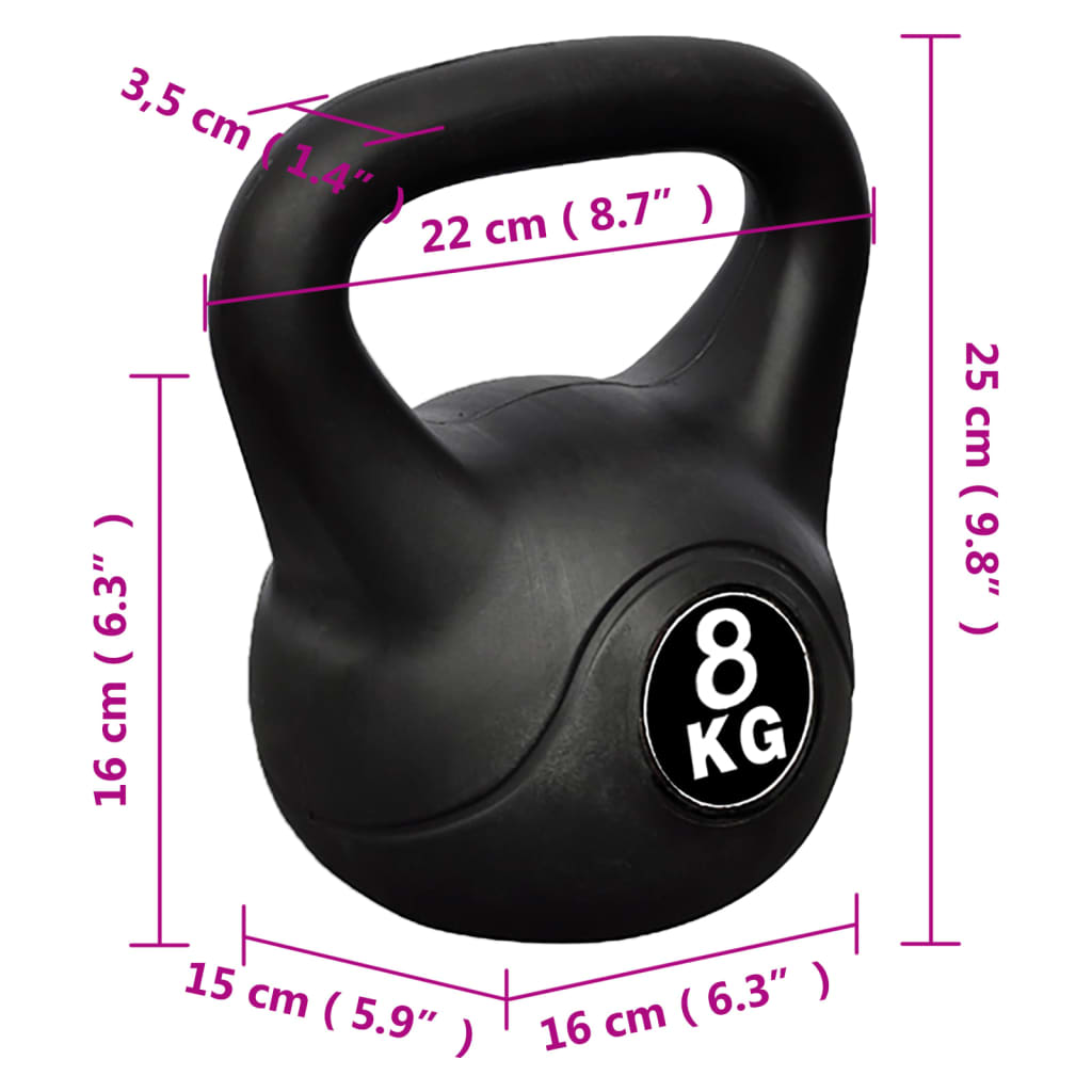 Greutate tip bilă cu mâner Kettlebell, 8 kg