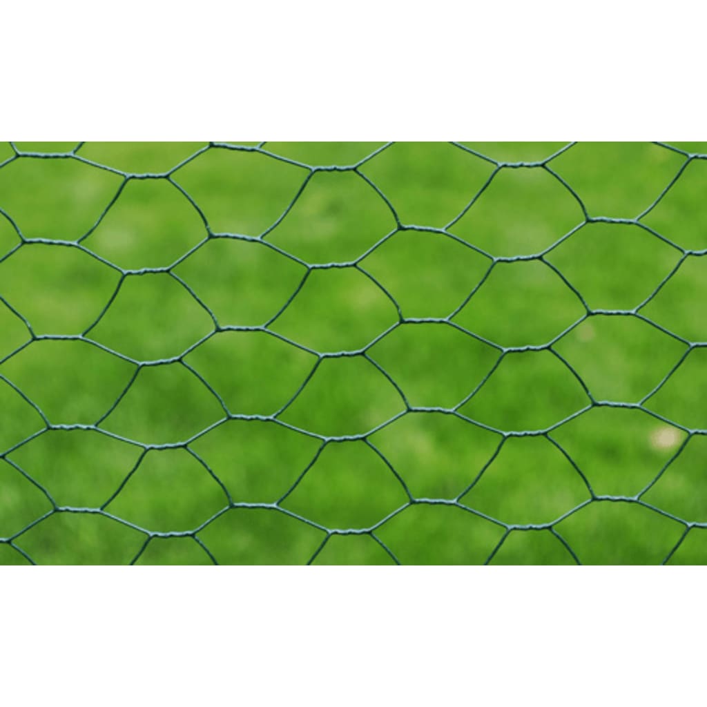 Plasă de sârmă găini, verde, 25 x 0,5 m, cu înveliș PVC