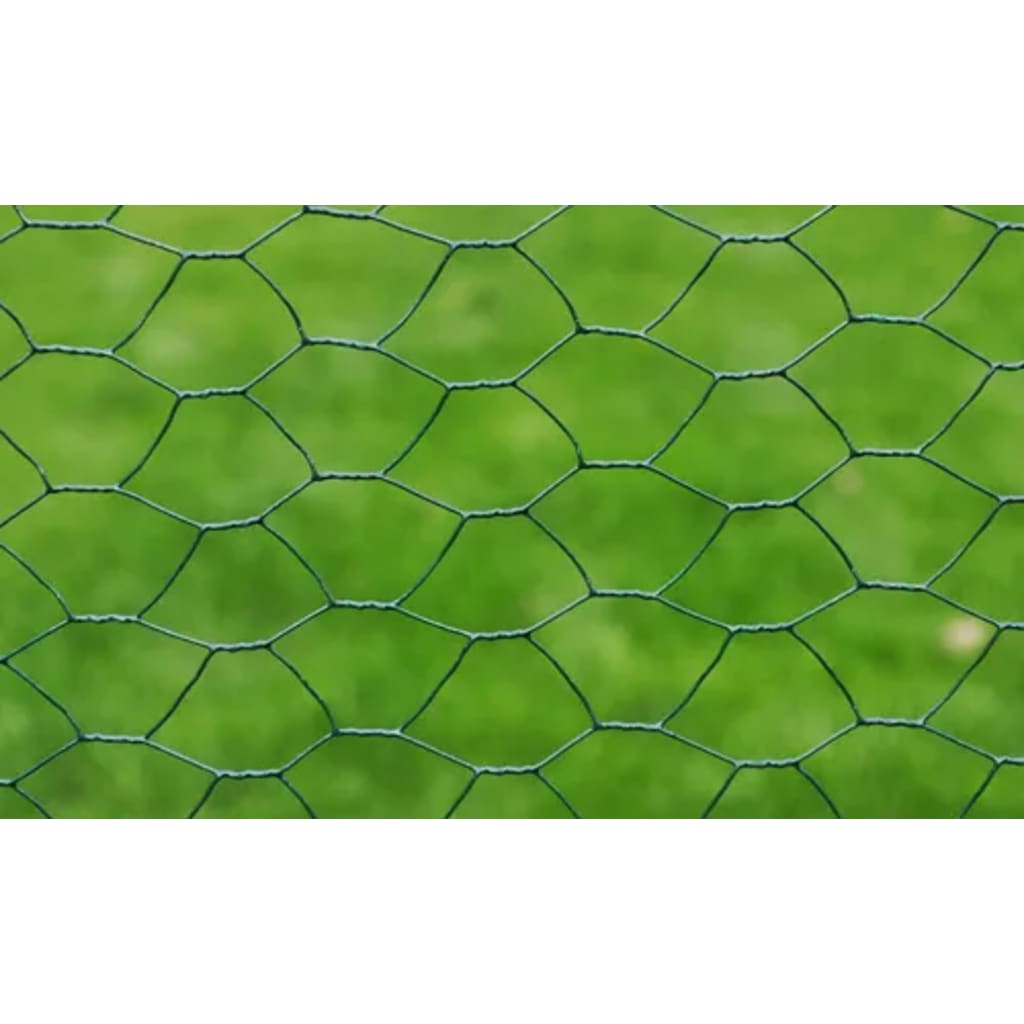 Plasă de sârmă găini, verde, 25 x 0,5 m, cu înveliș PVC