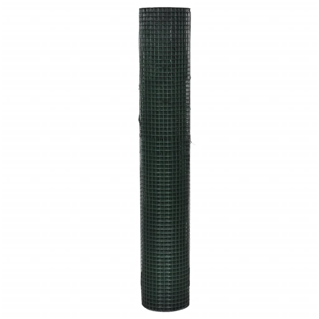 Plasă de sârmă găini, verde, 10 x 1 m, oțel galvanizat cu PVC