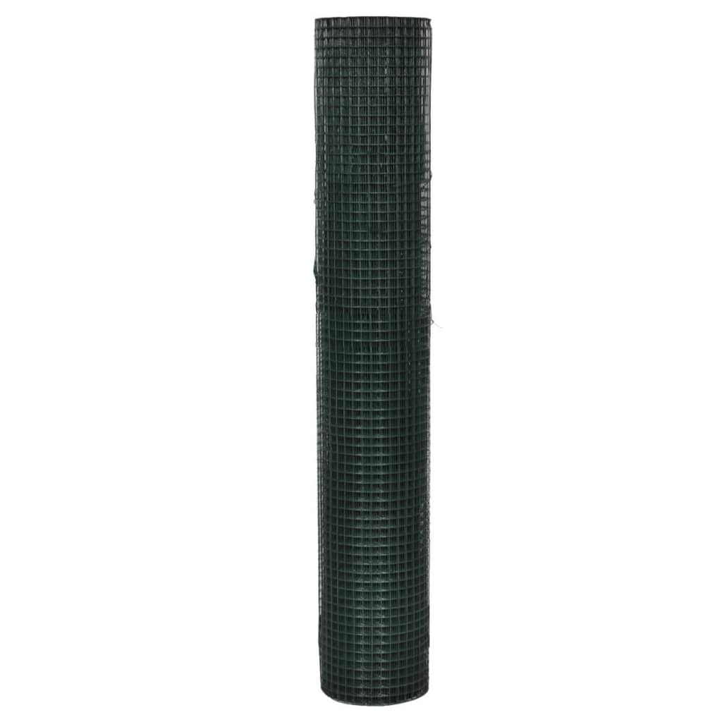 Plasă de sârmă găini, verde, 1 x 25 m, oțel galvanizat