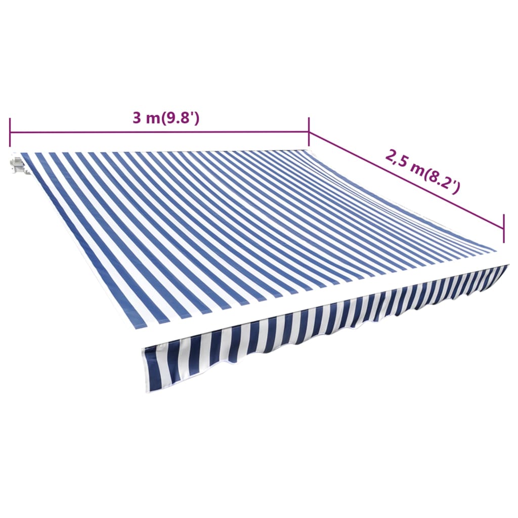 Pânză copertină, albastru/alb, 3x2,5 m (cadrul nu este inclus)