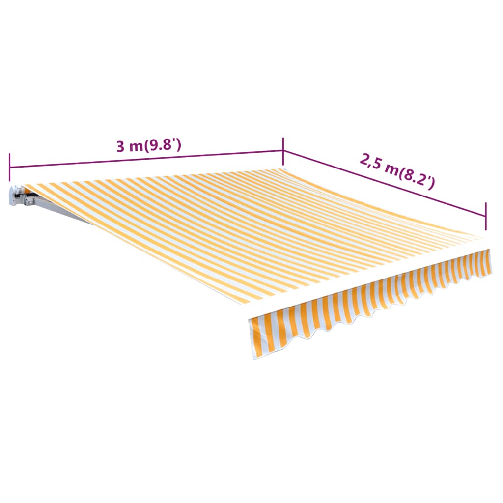 Pânză copertină, galben & alb, 3x2,5m (cadrul nu este inclus)