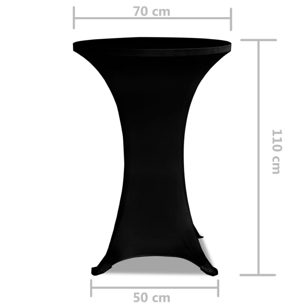 Husă de masă cu picior Ø70 cm, 2 buc., negru, elastic