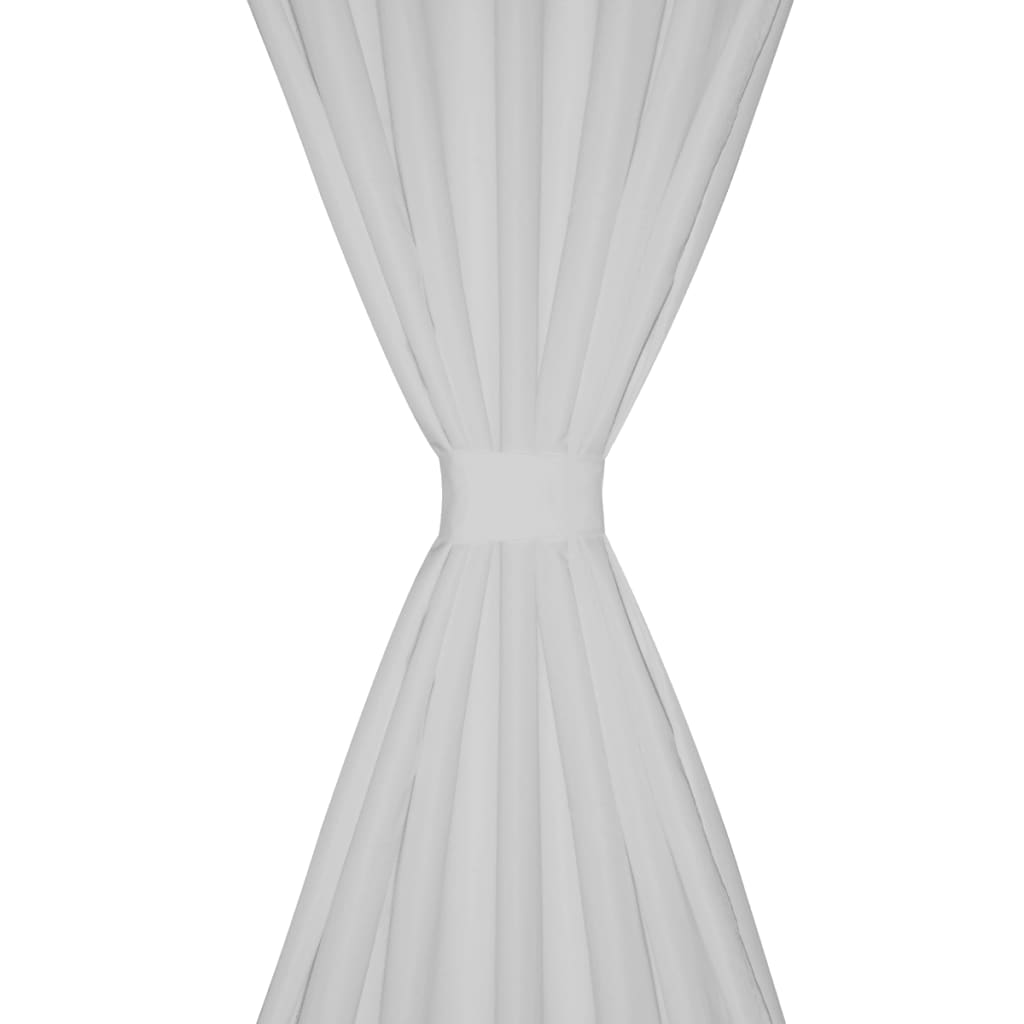 Draperii micro-satin cu bride, 140 x 245 cm, alb, 2 buc.