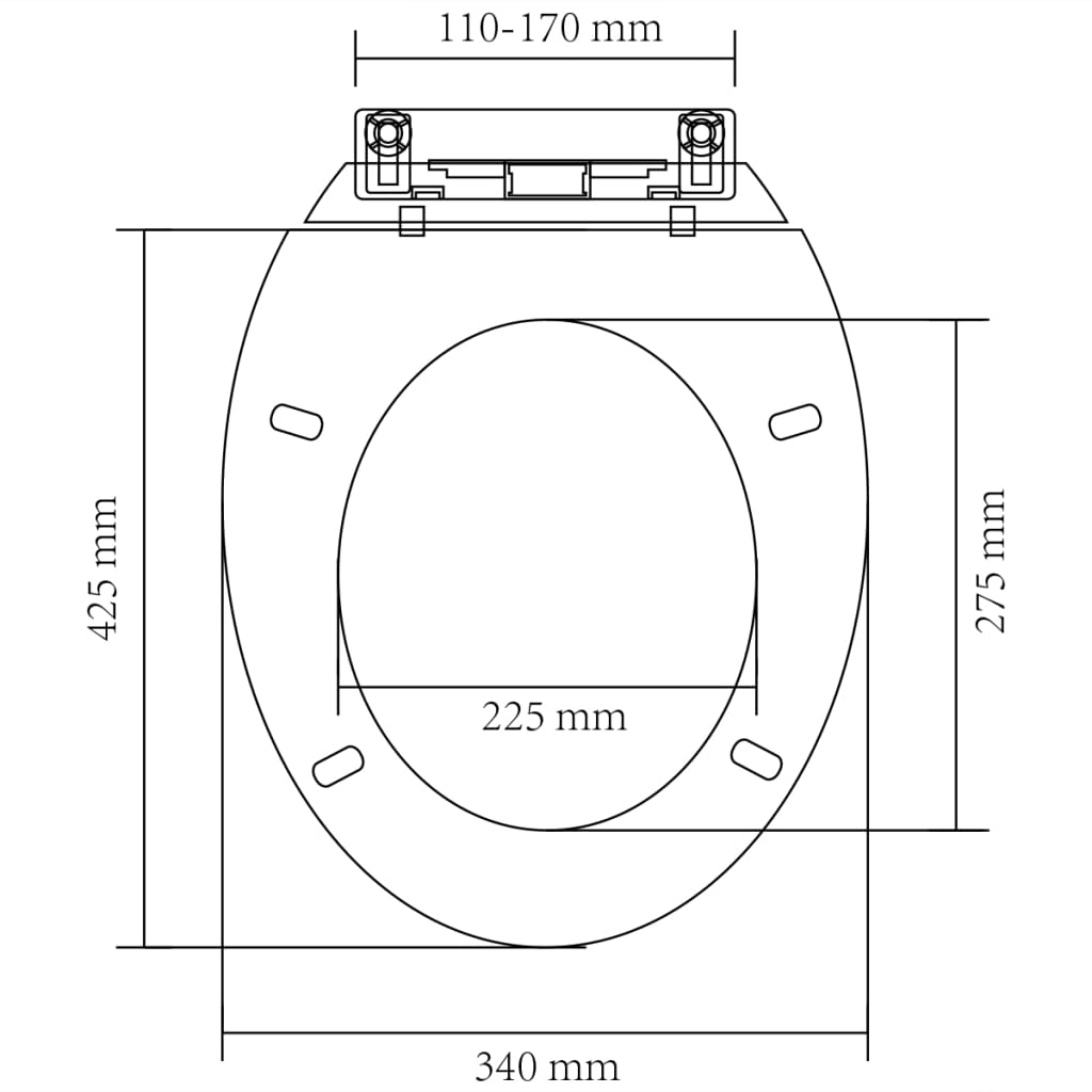 Capac WC cu închidere silențioasă, alb, oval