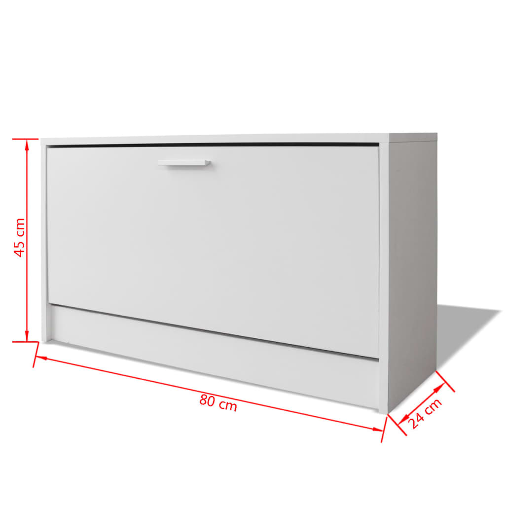 Banchetă de stocare pentru pantofi, 80x24x45 cm, alb