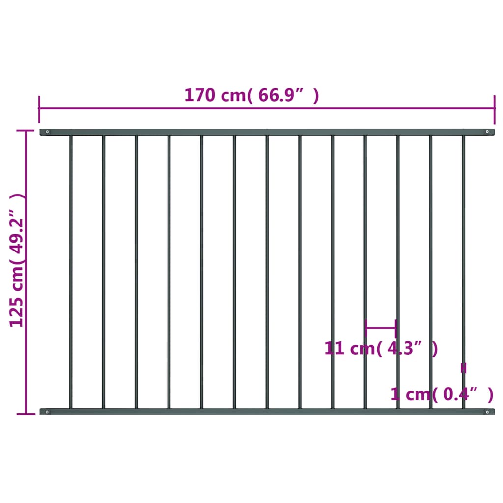 Panou de gard, antracit, 1,7x1,25 m, oțel vopsit electrostatic