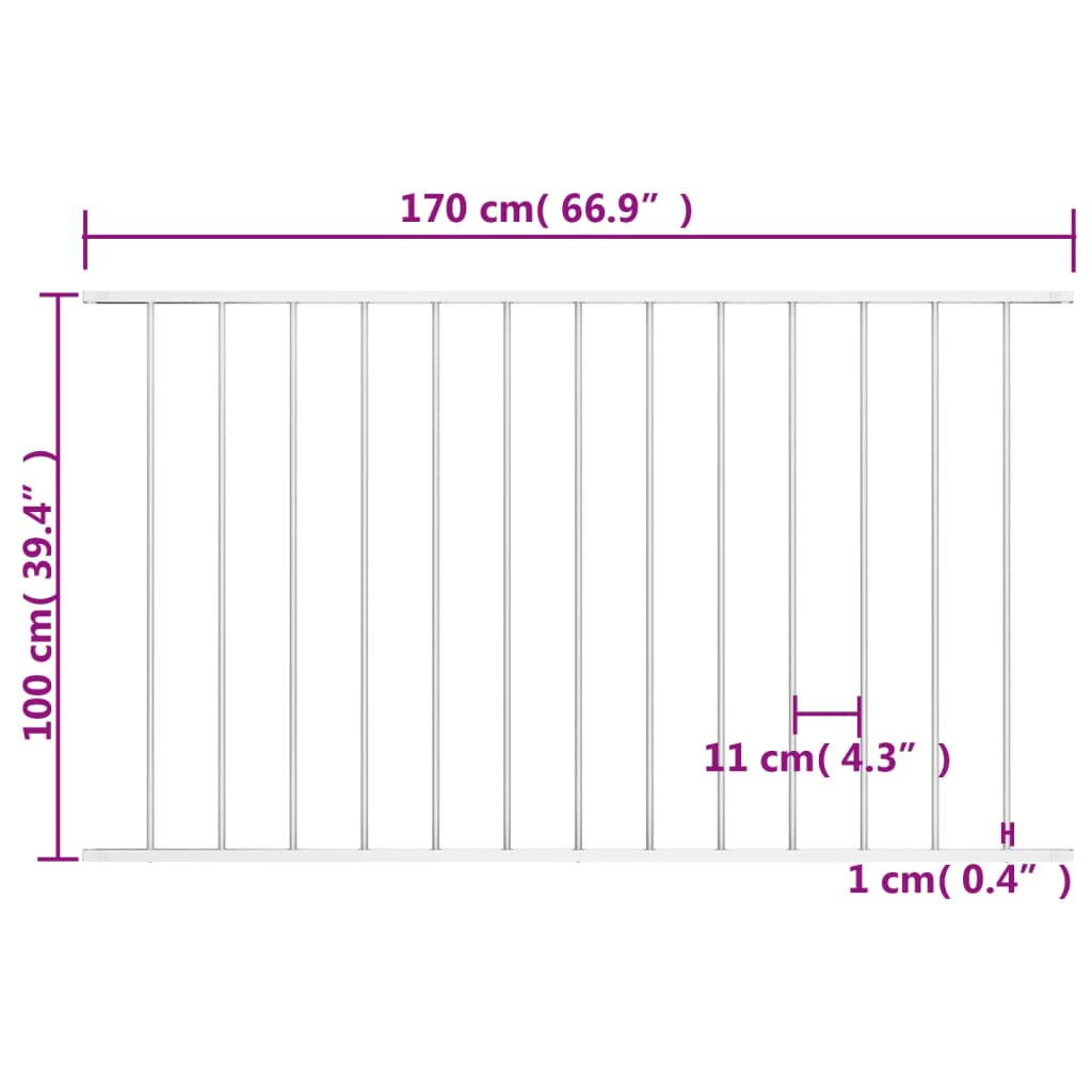 Panou de gard, alb, 1,7 x 1 m, oțel vopsit electrostatic