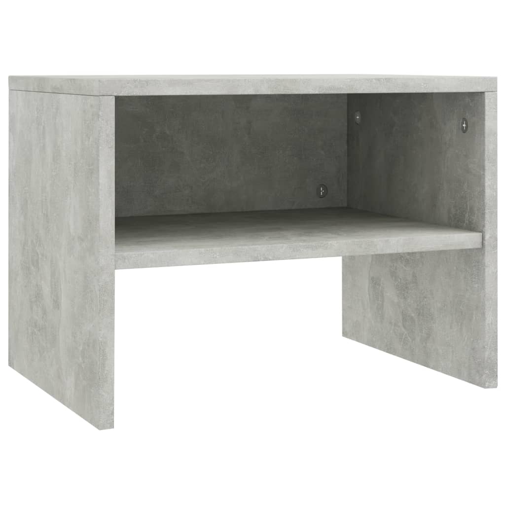 Noptiere, 2 buc., gri beton, 40x30x30 cm, lemn prelucrat