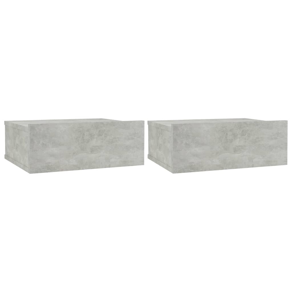 Noptiere suspendate 2 buc. gri beton 40x30x15 cm lemn prelucrat