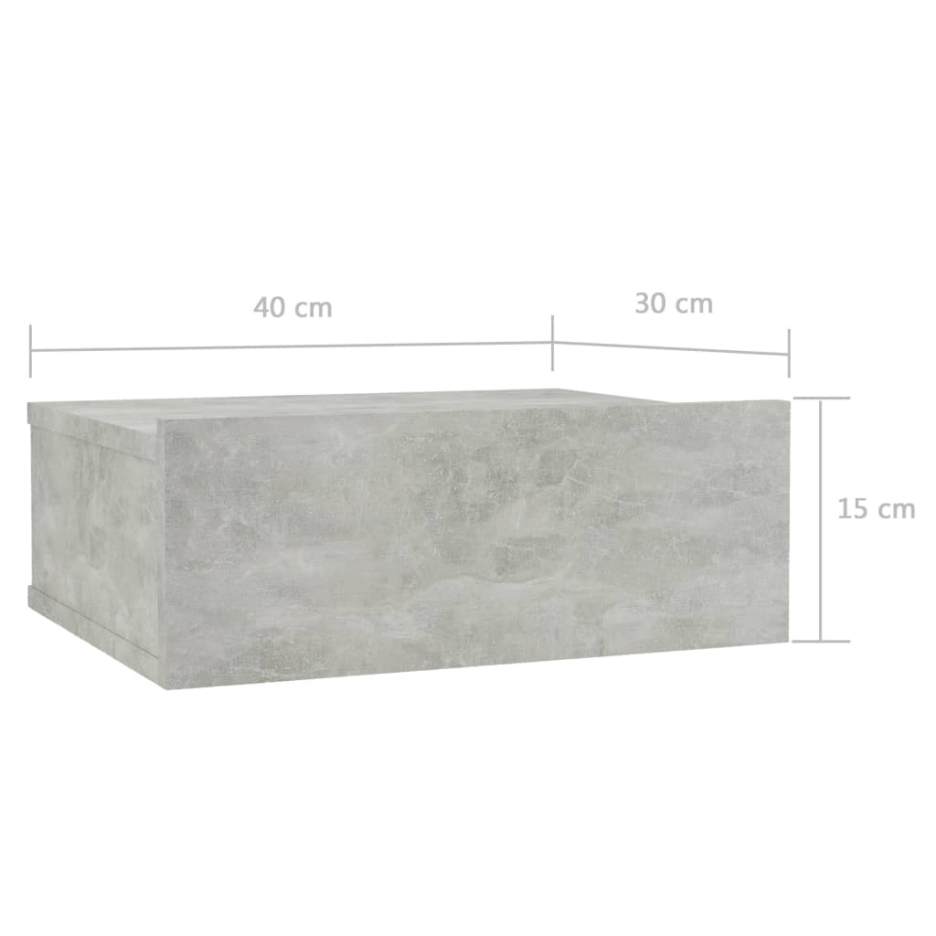 Noptiere suspendate 2 buc. gri beton 40x30x15 cm lemn prelucrat