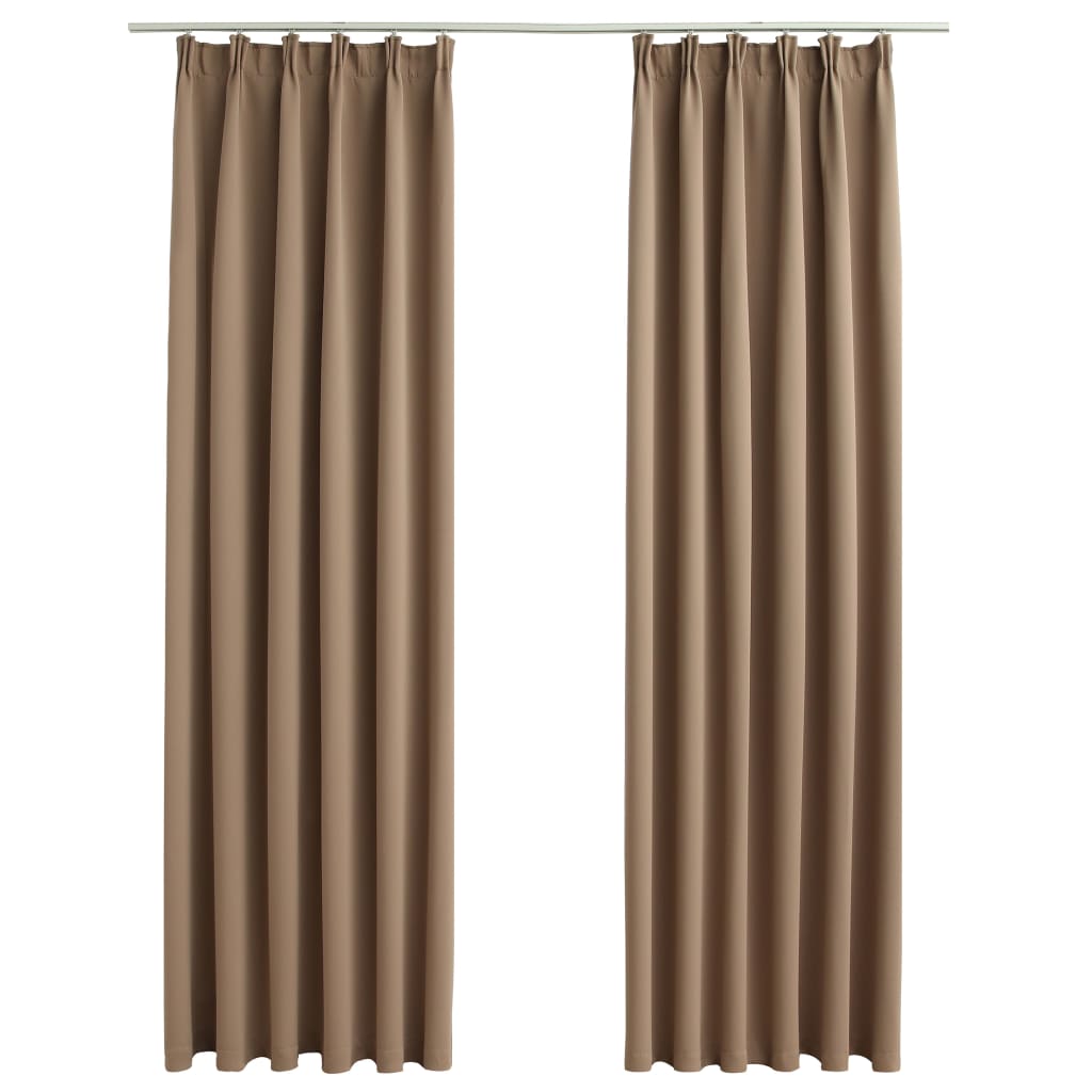 Draperii opace cu cârlige, 2 buc., gri taupe, 140 x 175 cm