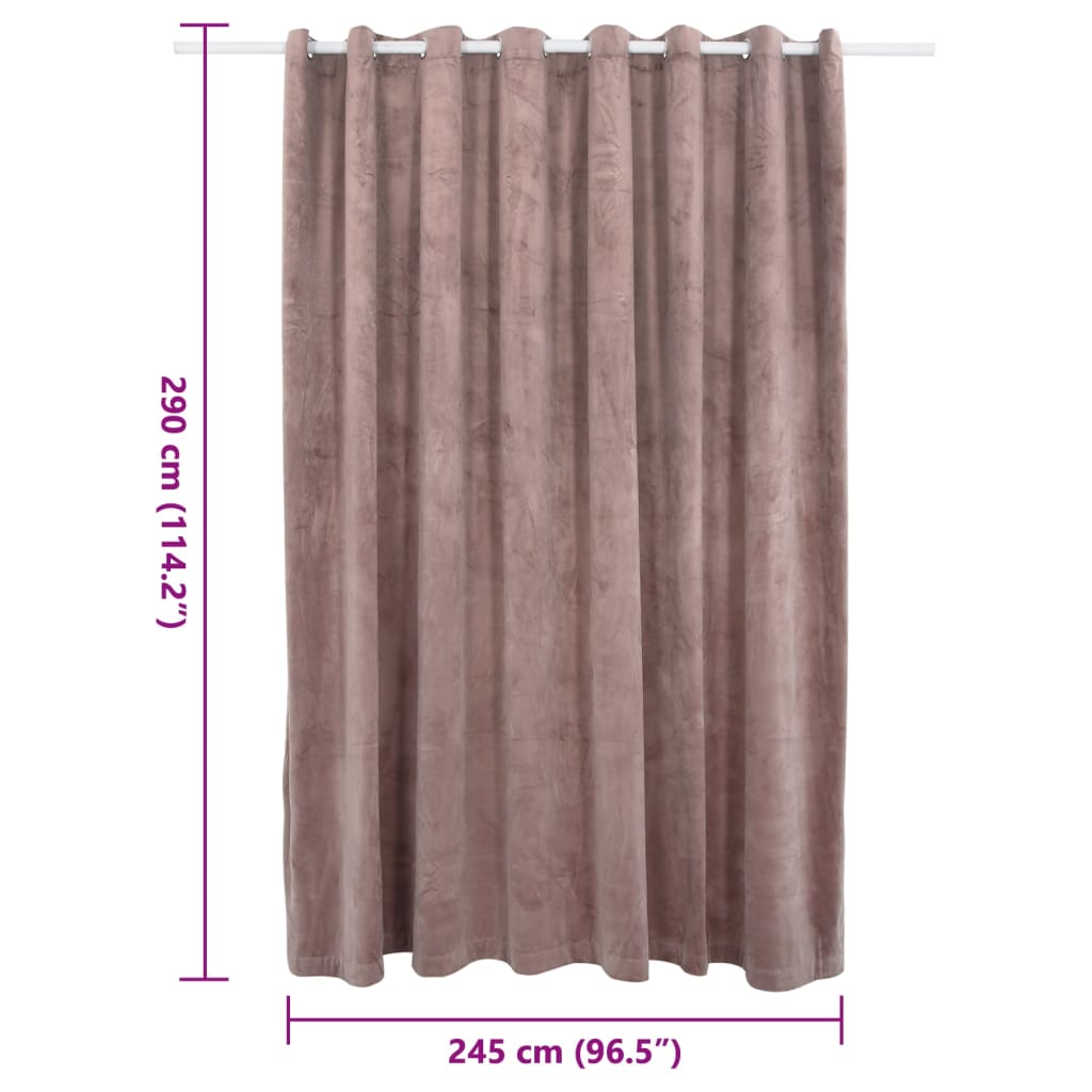 Draperie opacă roz antichizat 290x245 cm catifea inele metalice