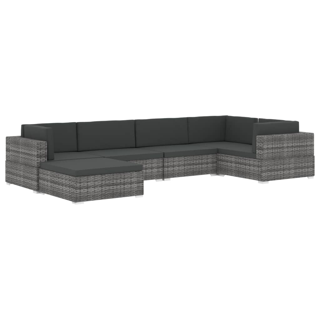 Taburet modular, 1 buc., negru, poliratan, cu pernă