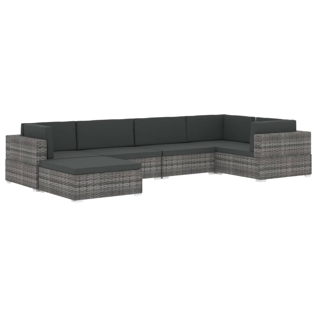 Taburet modular, 1 buc., cu pernă, negru, poliratan