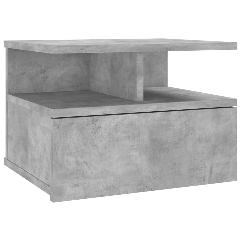 Noptiere suspendate 2 buc. gri beton 40x31x27 cm lemn prelucrat