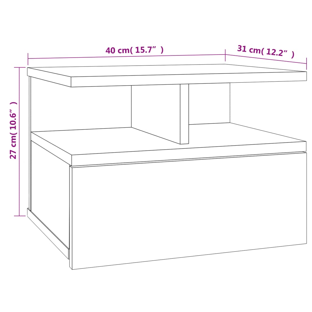 Noptiere suspendate 2 buc. gri beton 40x31x27 cm lemn prelucrat