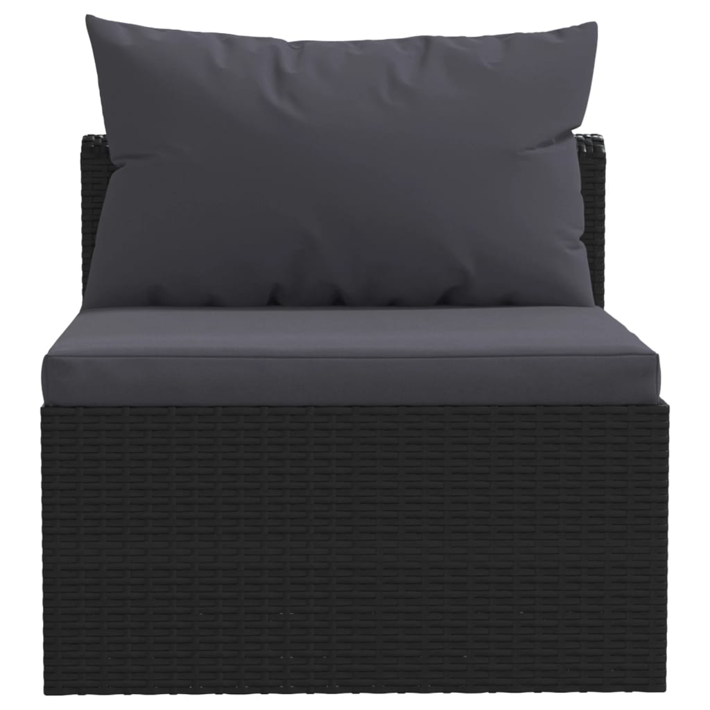 Set mobilier de grădină cu perne, 5 piese, negru, poliratan