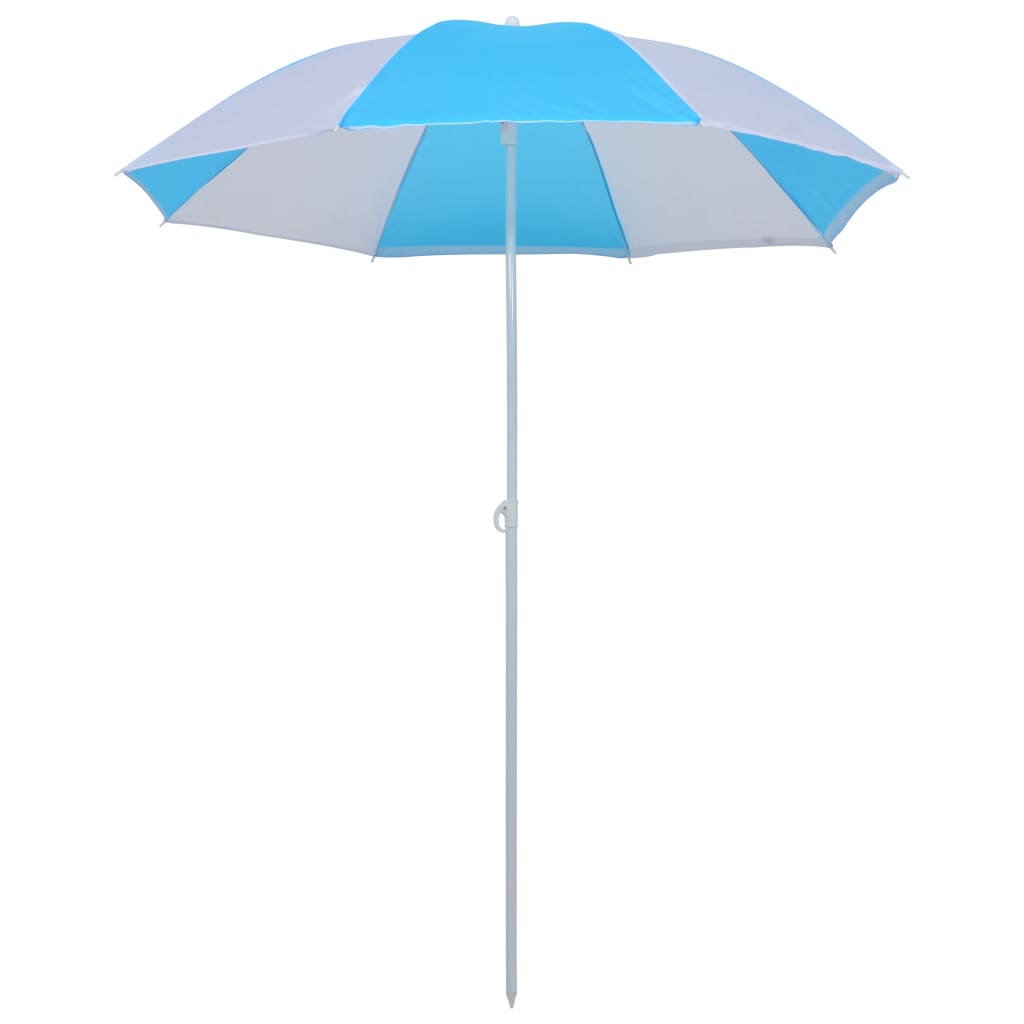 Umbrelă de plajă adăpost, albastru și alb, 180 cm, țesătură