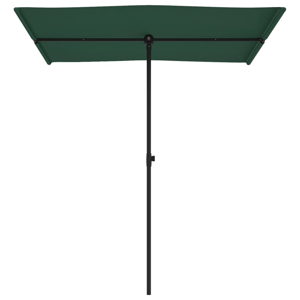 Umbrelă de soare de grădină, stâlp aluminiu, verde, 180x110 cm