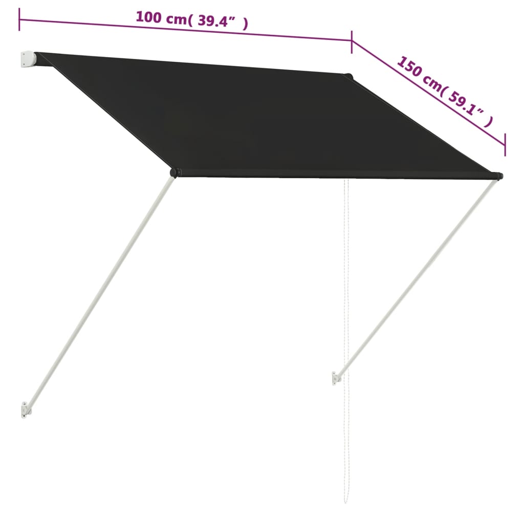 Copertină retractabilă, antracit, 100 x 150 cm