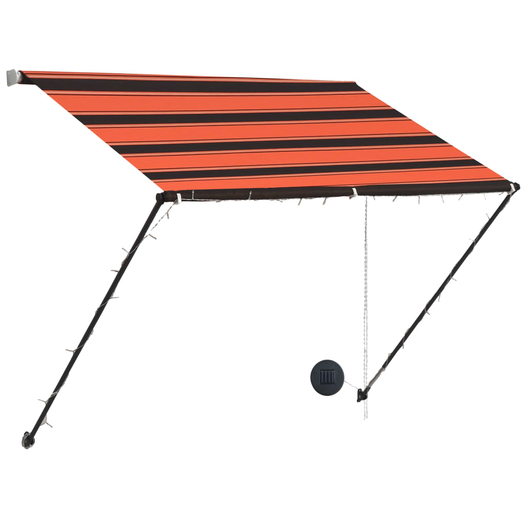 Copertină retractabilă cu LED, portocaliu și maro, 100 x 150 cm