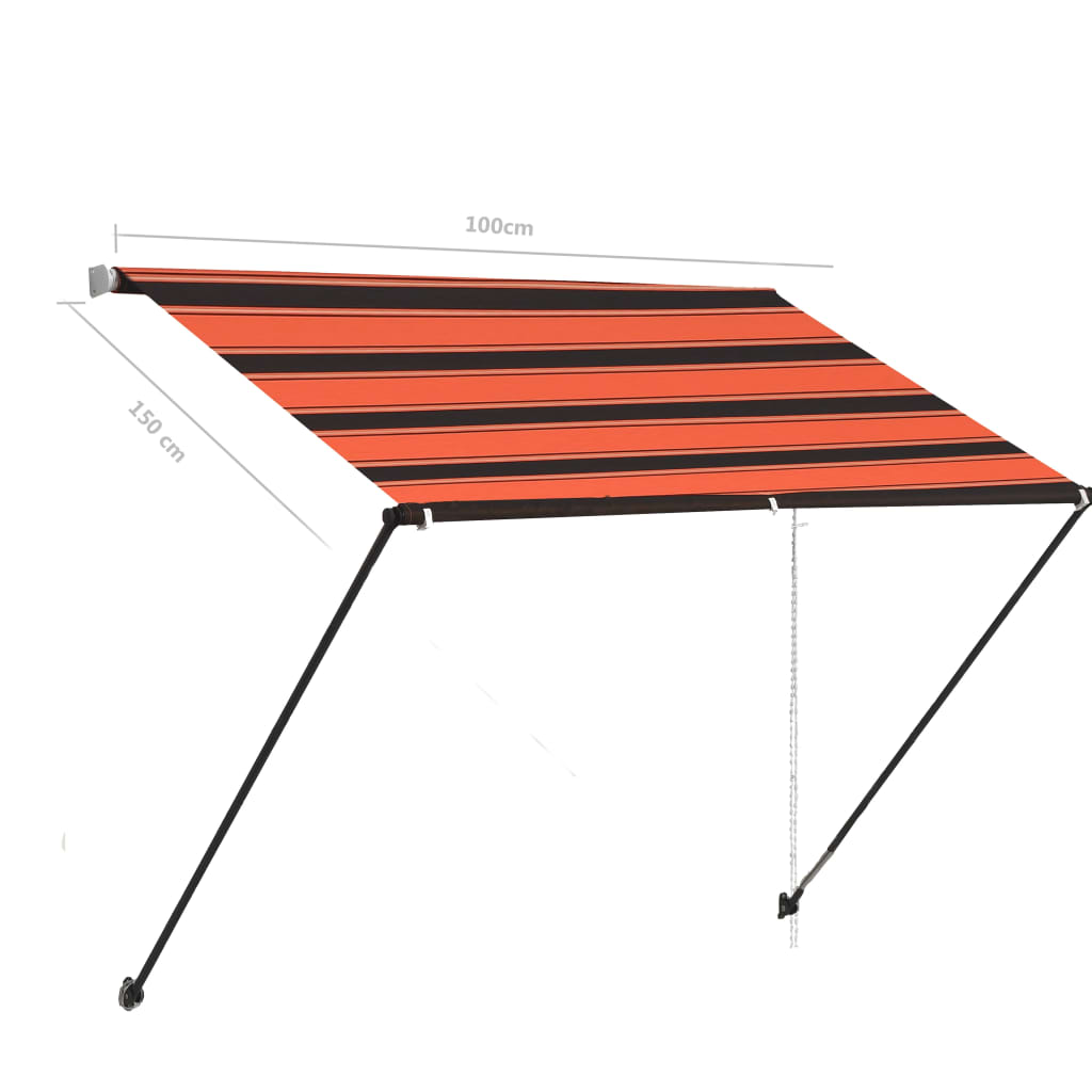 Copertină retractabilă cu LED, portocaliu și maro, 100 x 150 cm