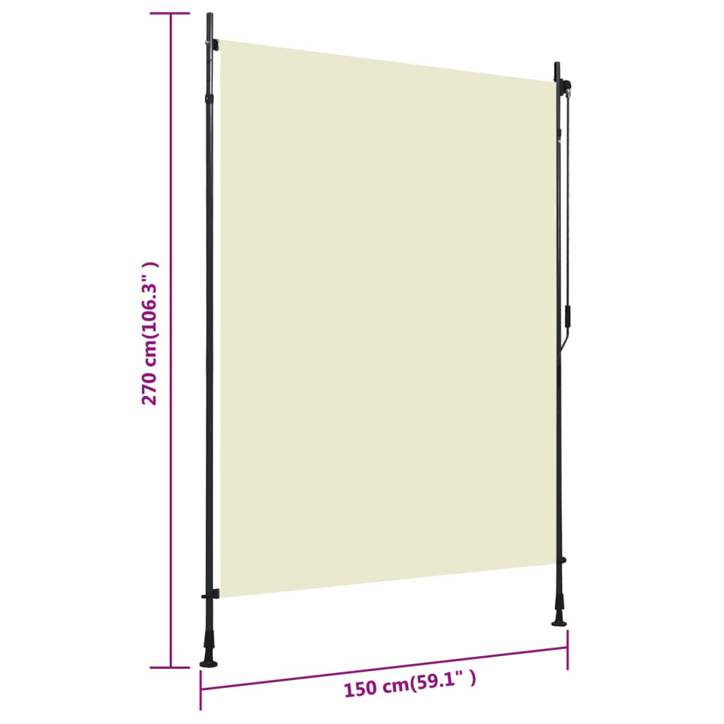 Jaluzea tip rulou de exterior, crem, 150 x 270 cm